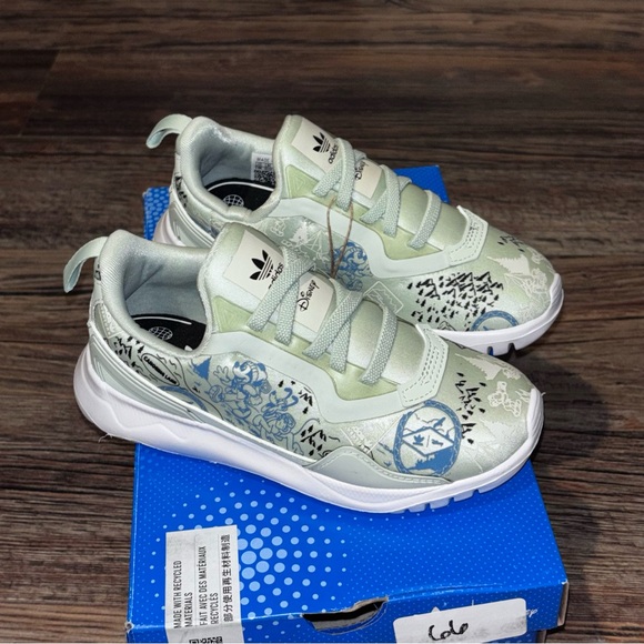 Adidas X Disney Originals Flex EL Shoes Kids Size 11K Green Mickey Pluto Slip On